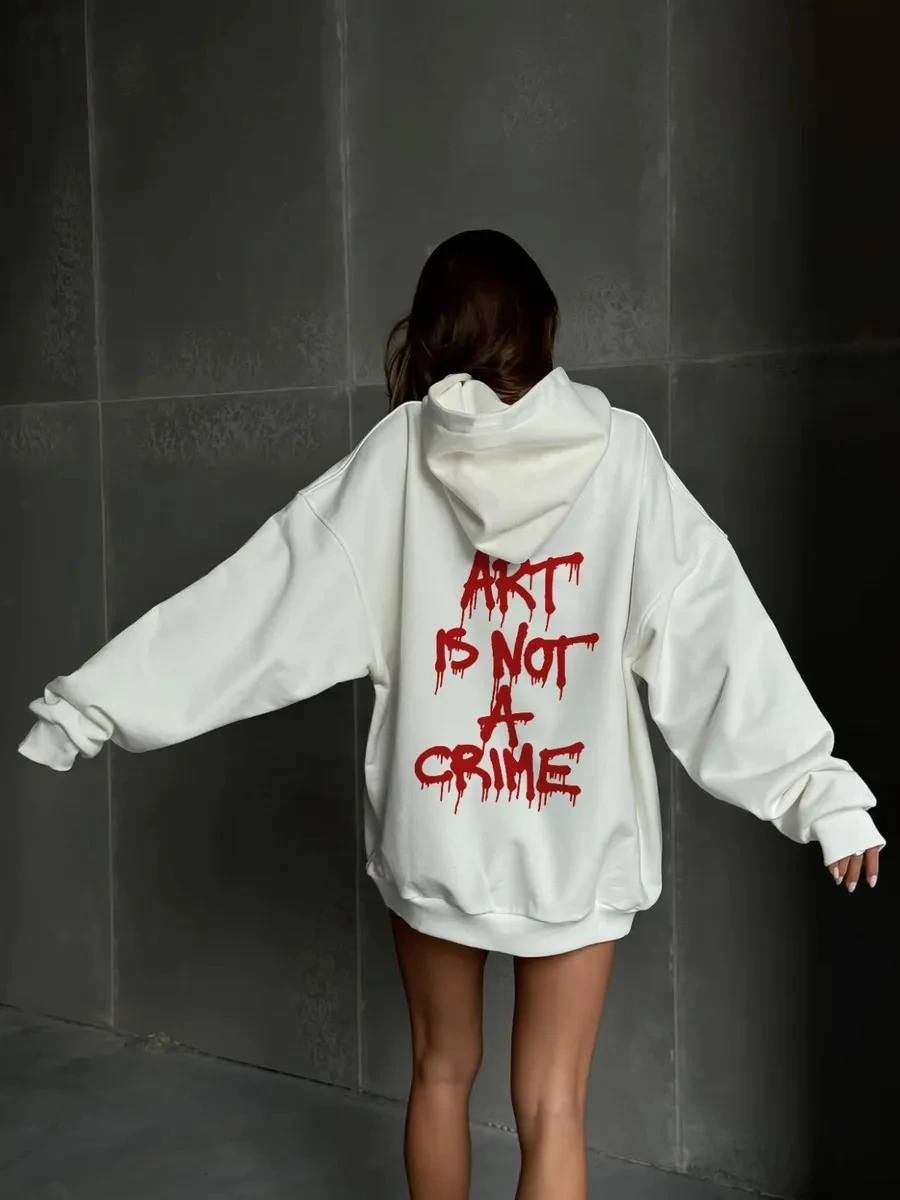 

Свободная повседневная толстовка с принтом-надписью, женская удобная толстовка с длинными рукавами, уличный стиль, для поездок на работу, модная осенняя новинка