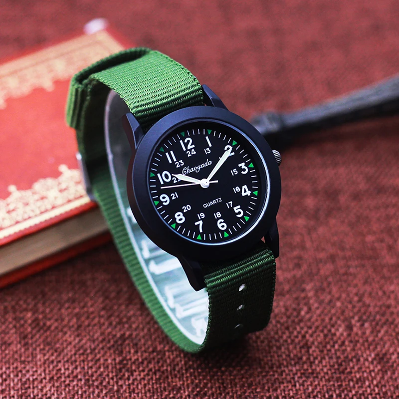 24hours children boys girls fashion washable canvas strap quartz wristwatches students learn time study clock birthday gift