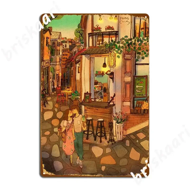 Alley Of Caf%C3%A9s Metal Sign Custom Cinema Living Room Garage Decoration Party Tin Sign Posters