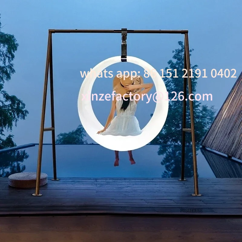 

Customizable Led Light Emitting Garden Decoration,Home Outdoor Furniture Patio,Balcony Crescent Hanging Chair,Solar Waterproof O