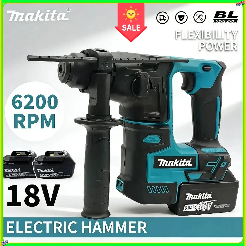 Makita Bürstenloser Akku-Bohrhammer Kabellose Elektrobohrmaschine Elektrowerkzeuge für Makita 18V Lithium-Batterie