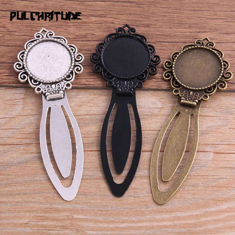 2pcs Three Color 20mm Cameo Steel Round Bookmarks Pattern Cabochon Settings Jewelry Blank Charm