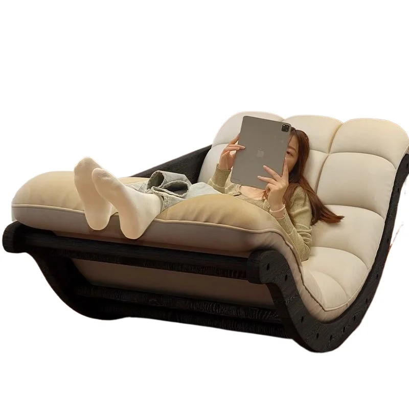

Banana rocking chair, simple lazy solid wood single sofa, new balcony recliner, living room home retro