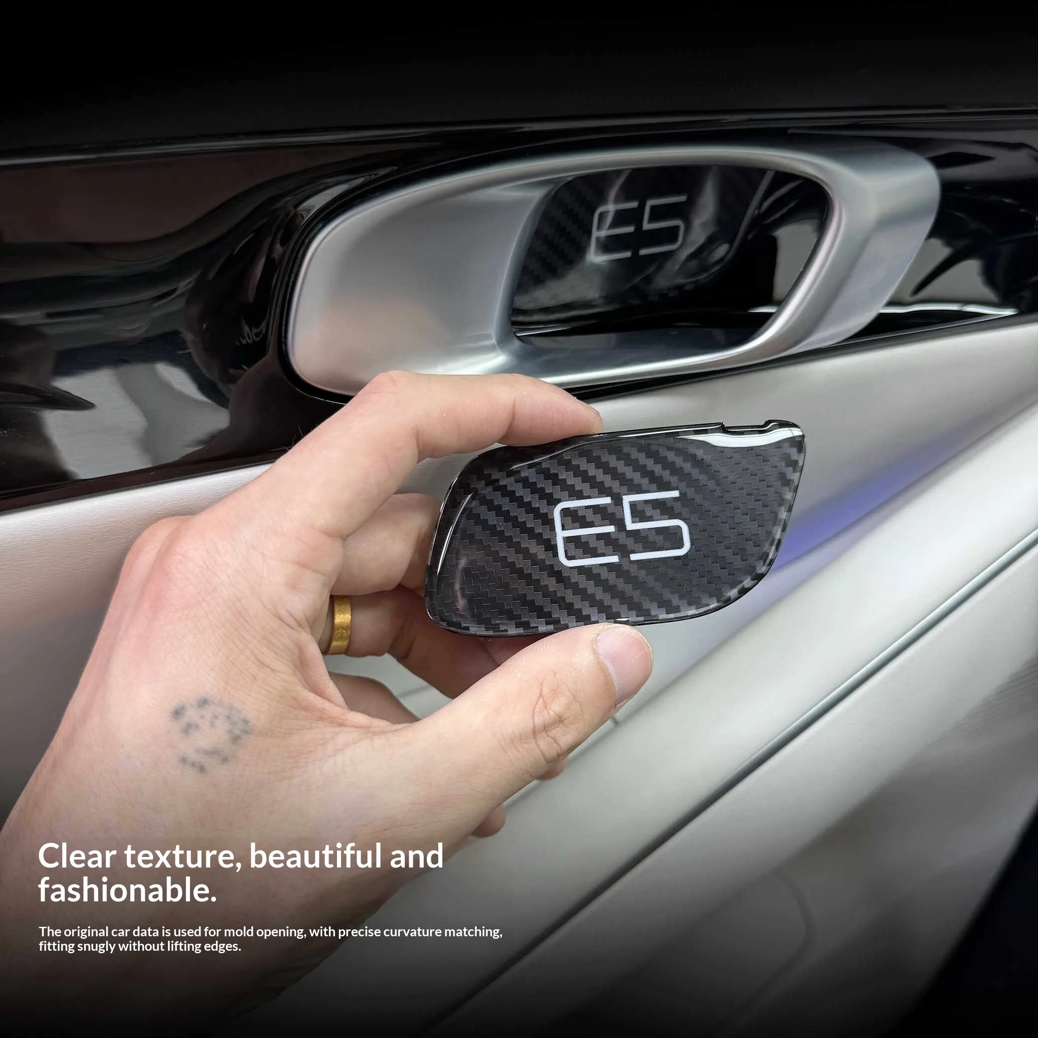 Per Geely Galaxy E5/EX5 Maniglia Interna Della Porta Auto Protezione Antigraffio Adesivo Epossidico Oscurante Resistente All'usura Interruttore Della Porta Trim