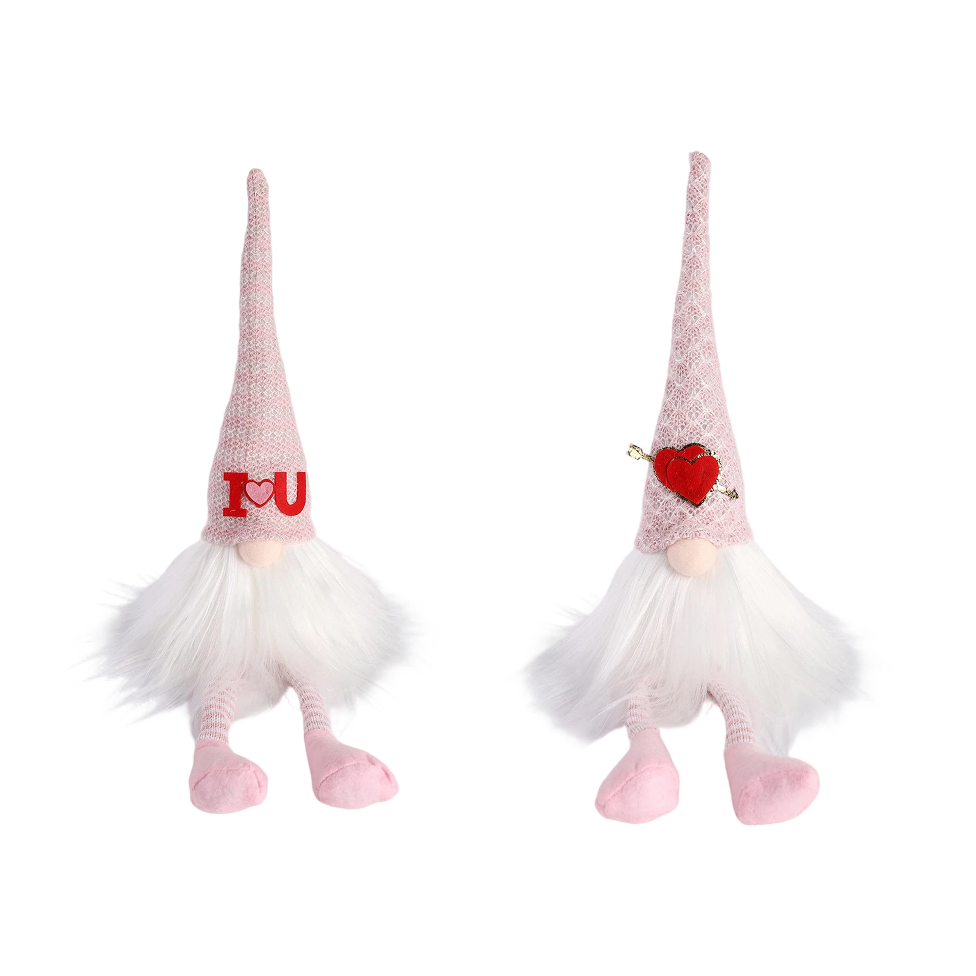 2 Pcs Valentine s Day Gnome Doll Adorned White Bearded Faceless Doll Ornament for Home Party Tabletop