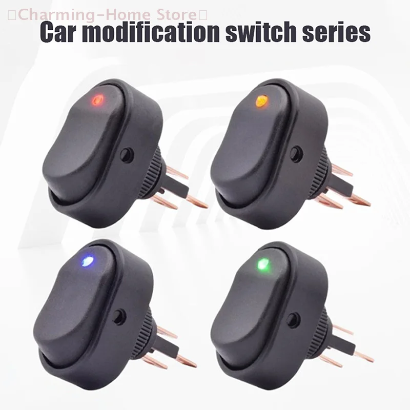 【M】 2 Stück 3-poliger LED-beleuchteter Ein-/Aus-Schalter, Kippschalter, 12 V, 30 A, ovaler Wippschalter für Automobil, Auto, Wohnmobil, Marine, Boot