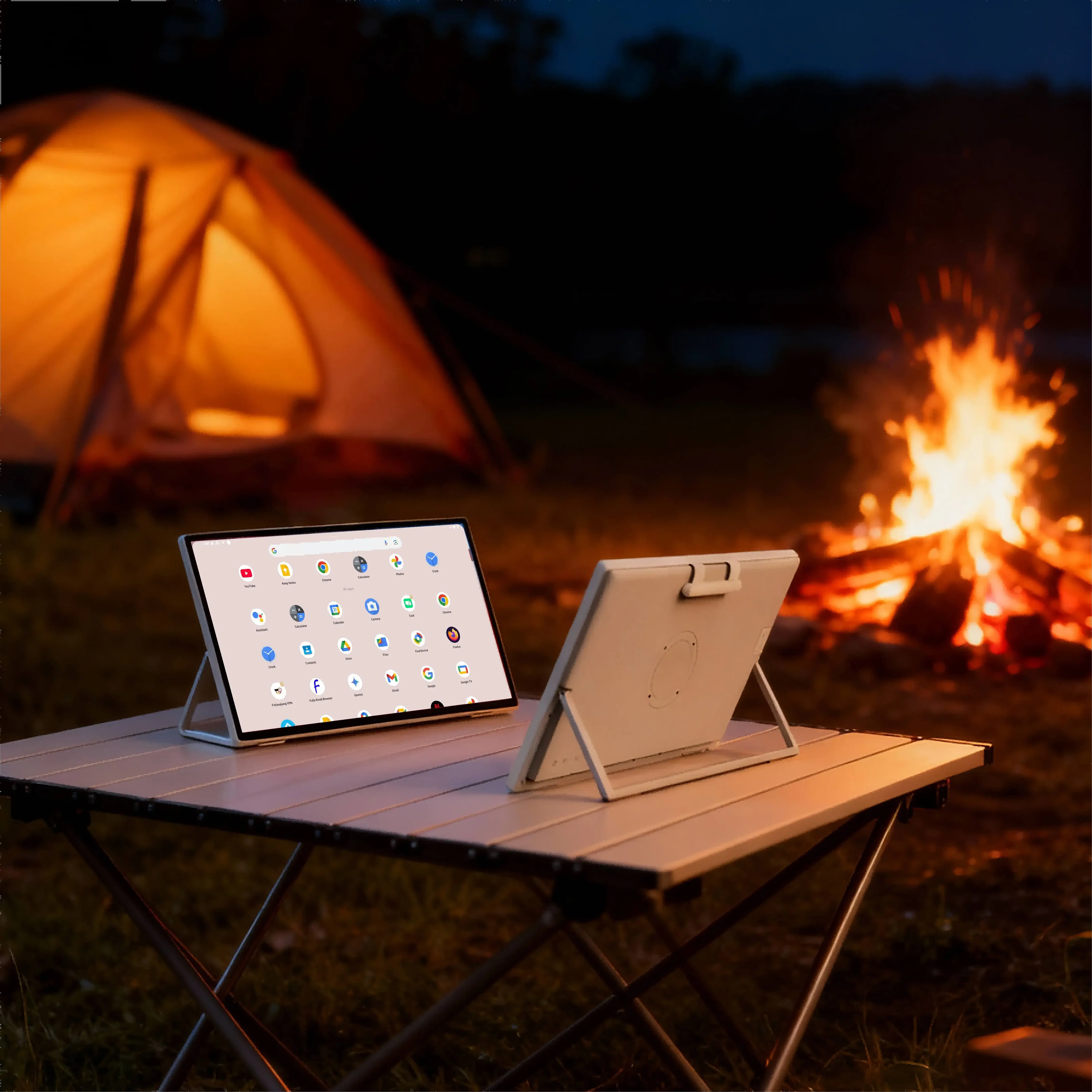 TV touch IPS portatile da 24" Android 14 1080P per campeggio, tablet regalo portatile con batteria da 77,7WH, fotocamera CPU 8G+128G 4K a 8 core