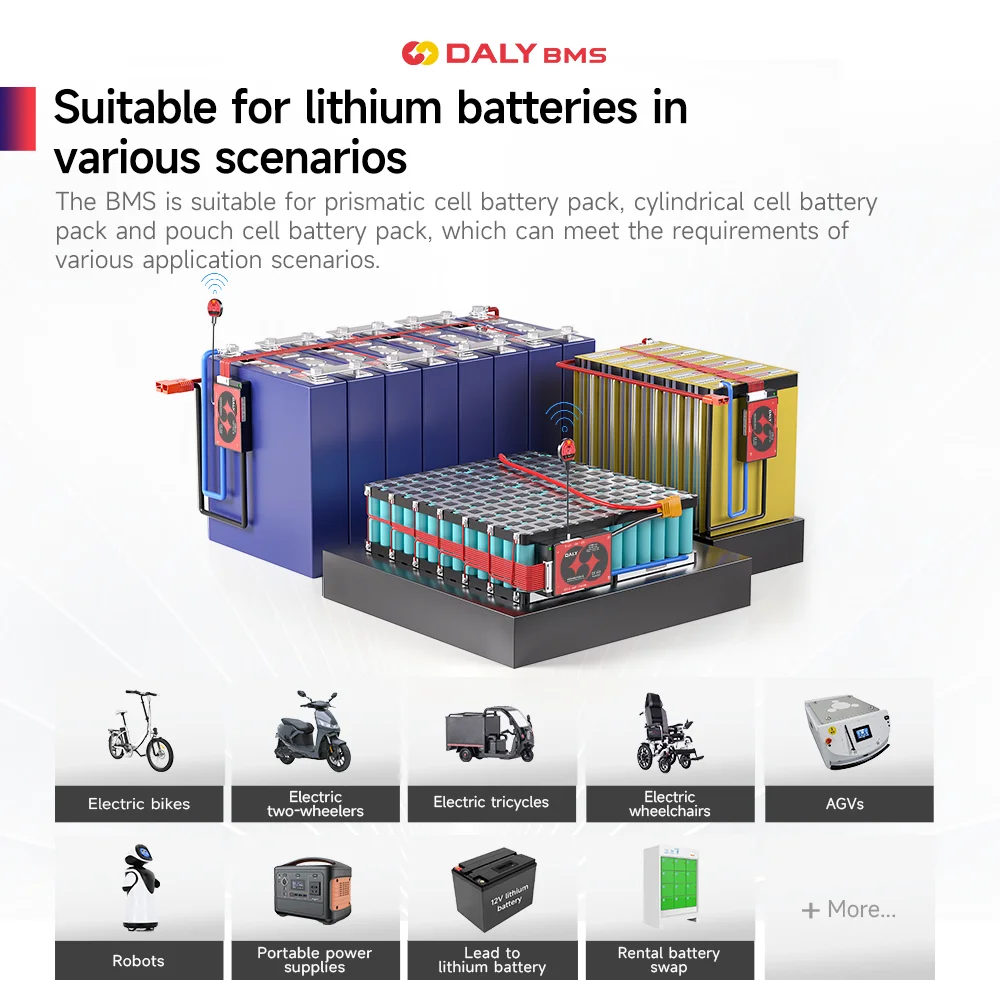 Daly Smart Lifepo4 BMS 4S 8S 16S 24S 12V 24V 48V Li-ion 10S 36V 13S 20S 72V 40A 60A для литиевого аккумулятора Фото №3