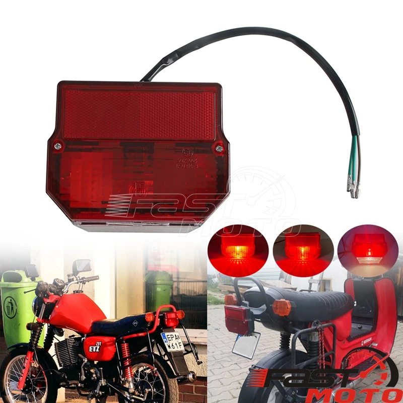 Motorcycle Taillight License Plate Light Brake Tail Light Lamp For Suzuki TS 125/150/250 MZ ETZ 150/250/251/301 Simson SR50 S5