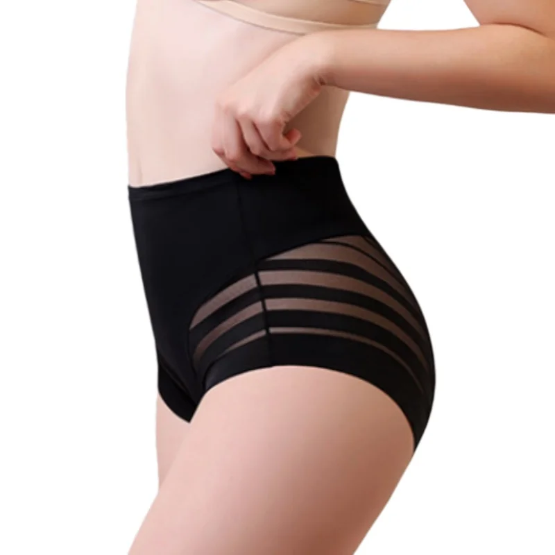 1 Stück Damen-Slips mit mittlerer Bundhöhe, Bauchkontrolle, gestreiftes Netzgewebe, formgebend, Anti-Reibungs-Unterwäsche, passend unter Röcke, Plus-Size-Unterwäsche, Größe M-3XL – Detail 5