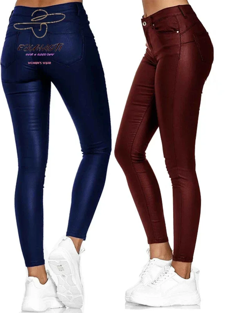 Sexy Women\'s PU Leather Leggings High Waist Skinny Elastic Pencil Push Up Pants Lady Sport Fitness Trousers S-3XL Free Shipping