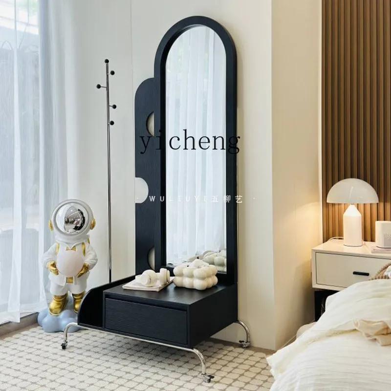 JZ-22  Full-Length Mirror Bedroom Storage Dressing Mirror with Integrated Clothes Rack Multi-Functional Mobile Dressing Mirror