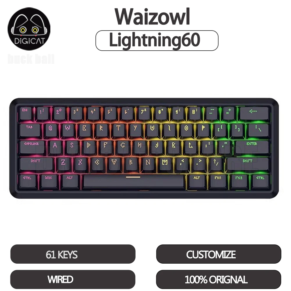 Waizowl Lightning60 Mechanical Keyboard Magnetic Switch Wired Hot-Swap Keyboards Gasket RGB Office Custom Gaming Keyboards Gifts