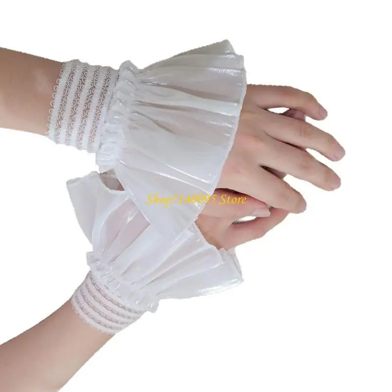 

DXAE 1pair Removable Fakes Sleeves False Cuffs Flower Layered Women Oversleeve