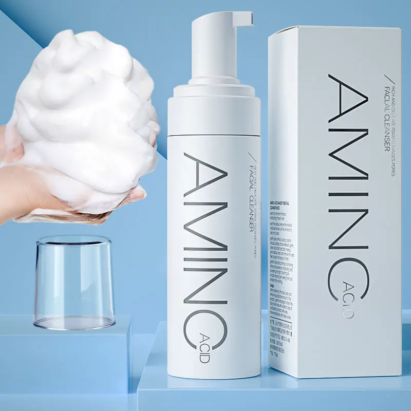 

Amino Acid Face Cleansing Mousse Moisturizing Oil Control Deep Cleaning Mites Removal Acne Facial Cleanser Foam Skin Brightening