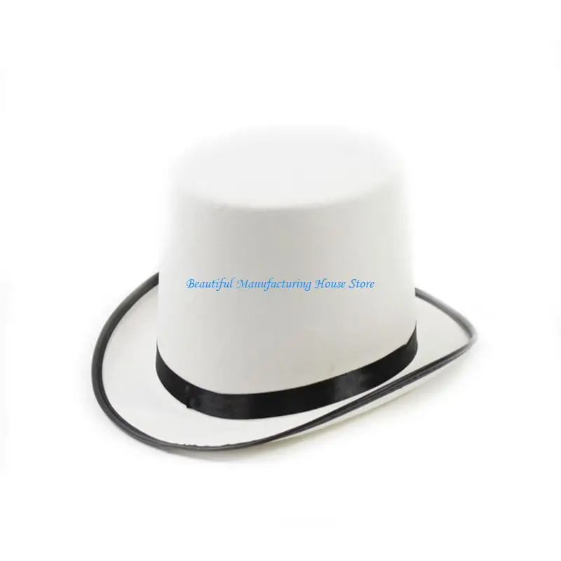 

E56A Magician Top Hat White Top Hat Magician Performed Hat Stage Performances Bowler Top Hat Fancy Dress Costume