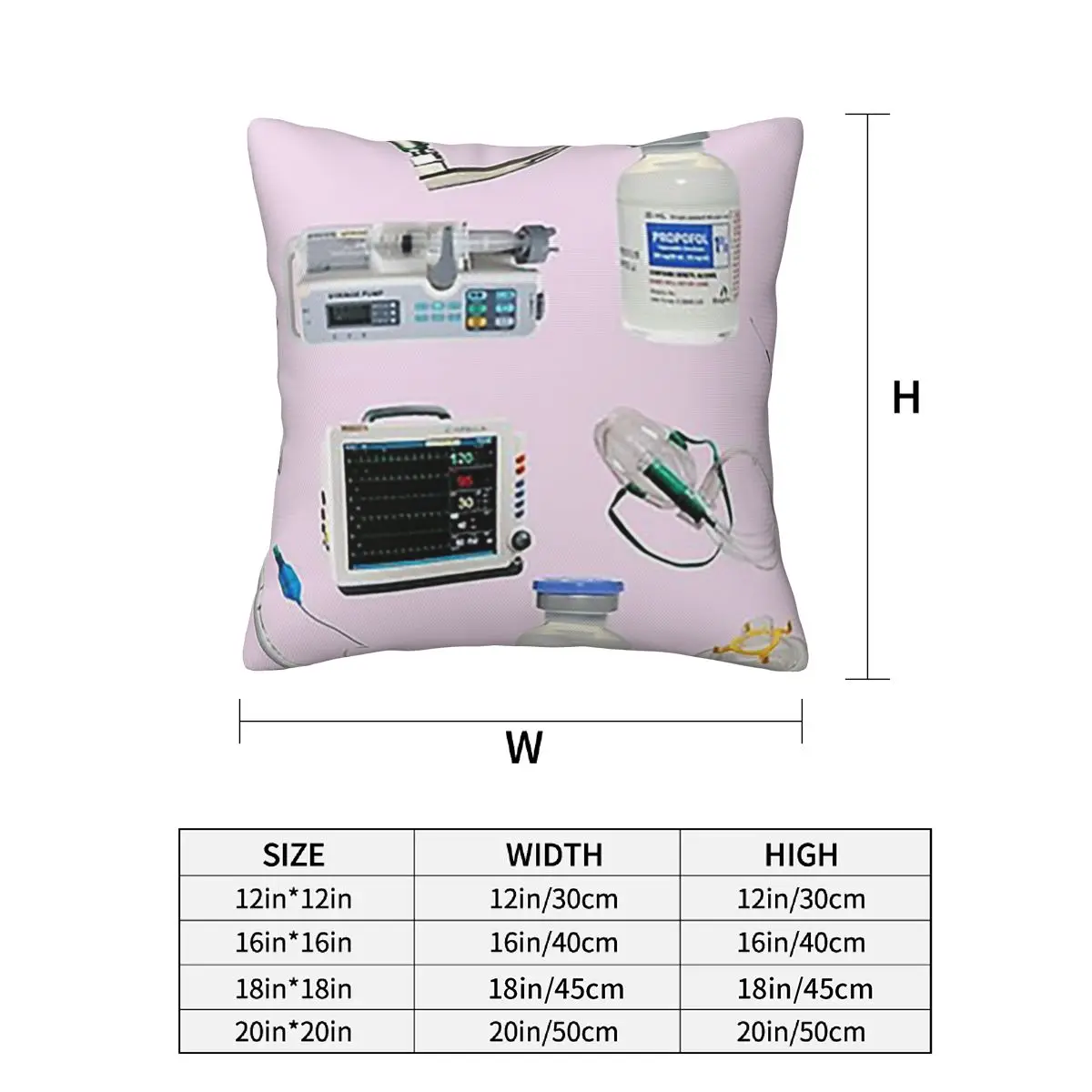 Tools Of The Trade PALE PINK Anesthesia Anaesthesia 2 pcs Square Pillowcase Pillow Cover Cushion Decor Comfort Throw Pillow Home