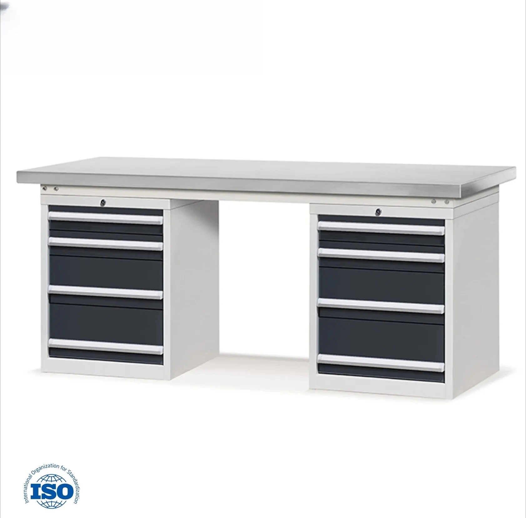

Modular Design 8 Drawers RAL7016 Powder Coated Wide Desktop Stainless Steel Workbench Cabinet Garage