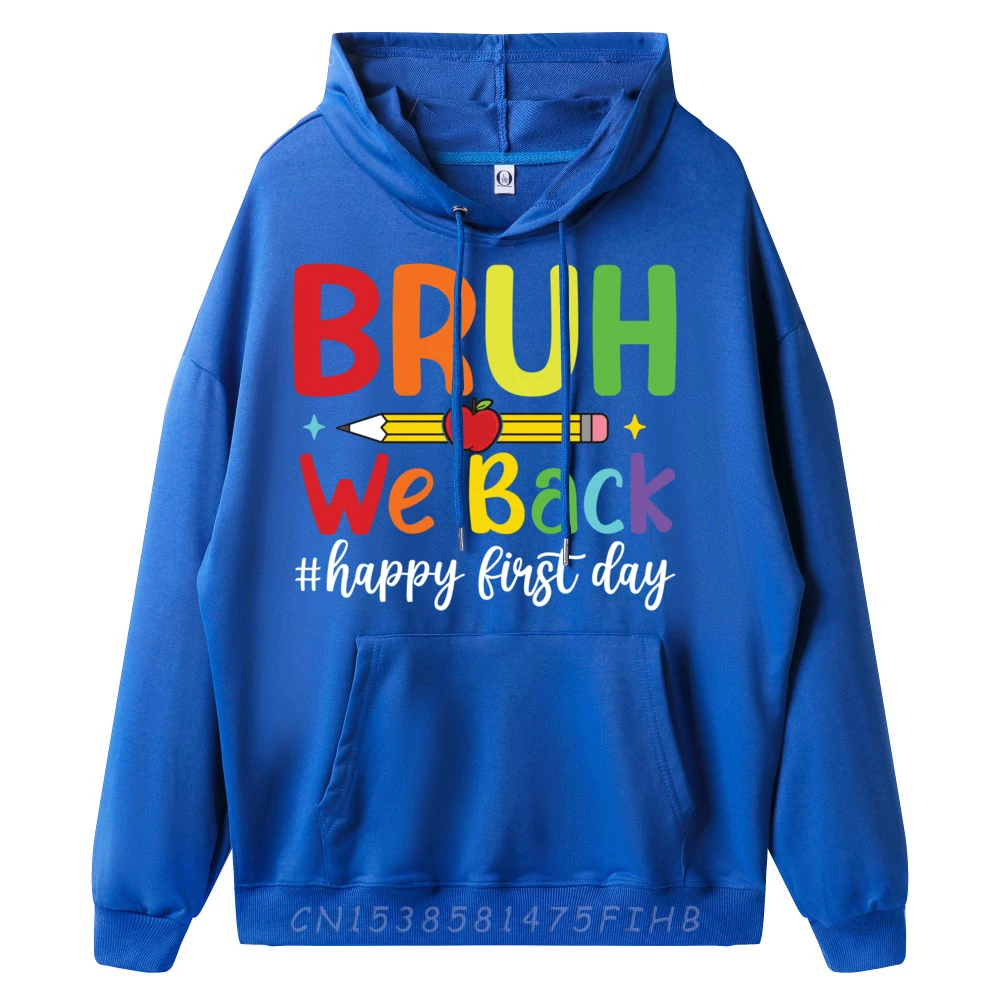 Bruh We Back Smile Face Classic Mens Hoodies Crewneck Long Sleeve Hoodies Normal Coat