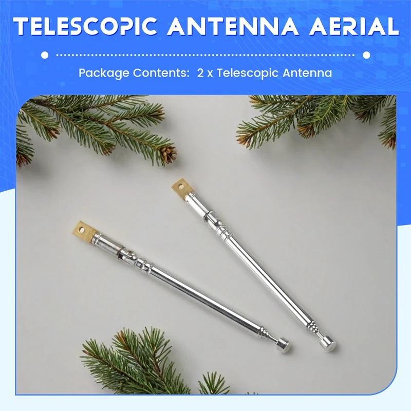 A15R -2PCS Replacement 25.4Cm 10Inch 5 Sections Telescopic Antenna Aerial For Radio TV