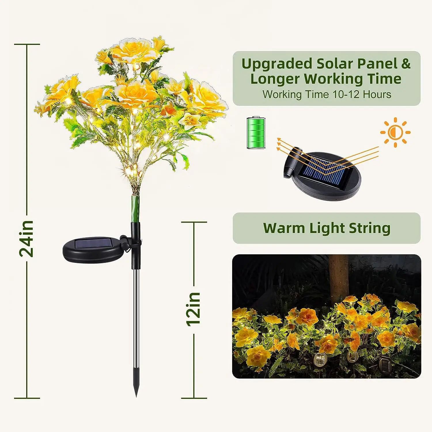 Zonne-Energie Licht Anjer Bloemen Outdoor Decoratie Tuinlamp Waterdichte Ip65 Voor Tuin Tuin Gazon Deco Nieuwjaarsgeschenken