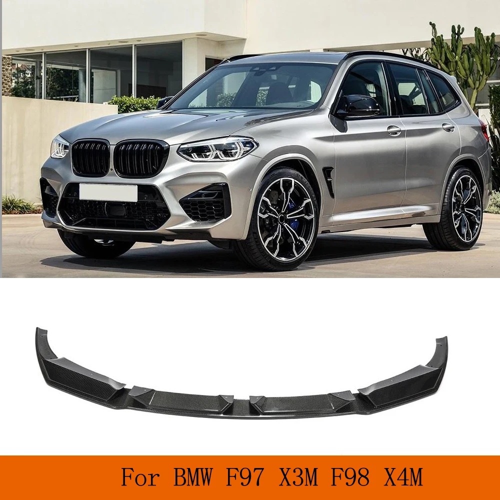 Carbon Fiber Front Bumper Lip Splitters For BMW X3M X4M F97 F98 LCI 2019-2022 Car Front Bumper Lip Chin Spoiler Splitters Guard