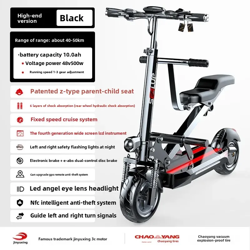 Commuting Electric Scooter 400W 48V 28.6AH Electric Scooter For Adults Run-proof tires dual braking system Scooter With Seat