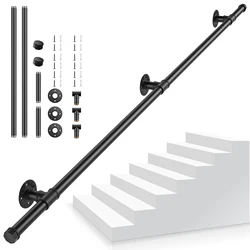 Montado na parede Anti-Slip Stair Corrimão, Idosos Metal, Grab Bars, Trilho para Uso Interior e Exterior, Flats, 1.5m