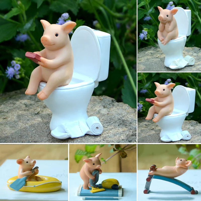 

Mini Cute Resin Pigs Figurines Creative Animal Statues Garden Succulents Crafts For Home Bedroom Teen Room Decoration Gift