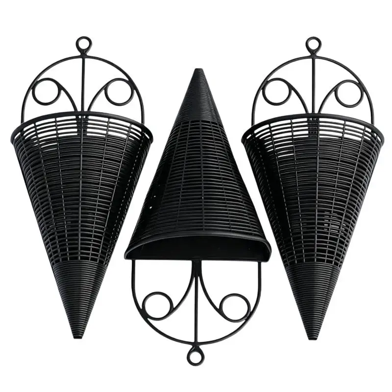 Hanging Cone Wall Planter Basket UV Resistant Imitation Rattan Multi Color for Patio Outdoor Hanging Plant Decor