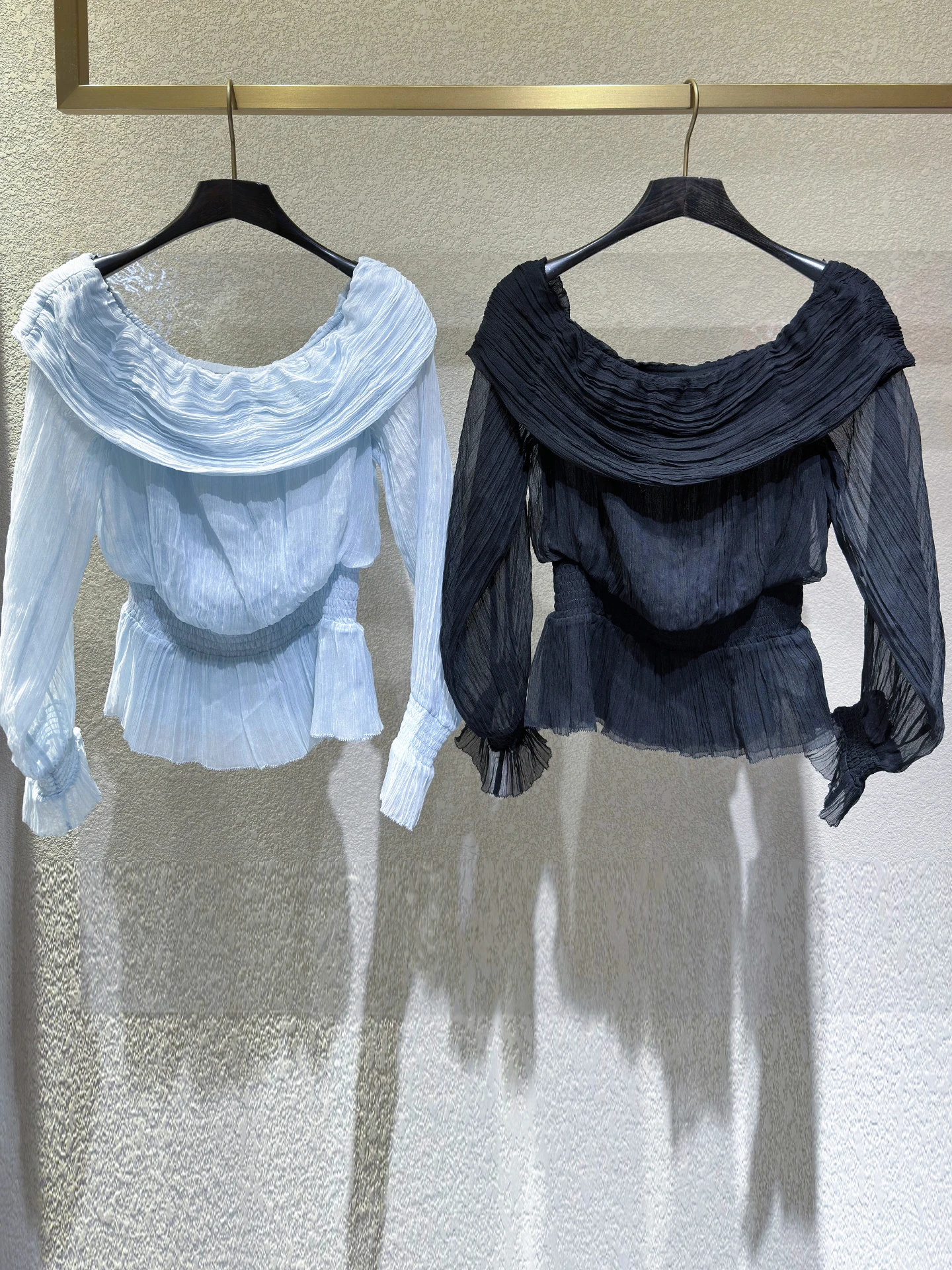 

Elegant Women's Shirt Summer Gentle Breeze Lace Trim One Shoulder Waist Cinched Top Commute Style Long Sleeve Color