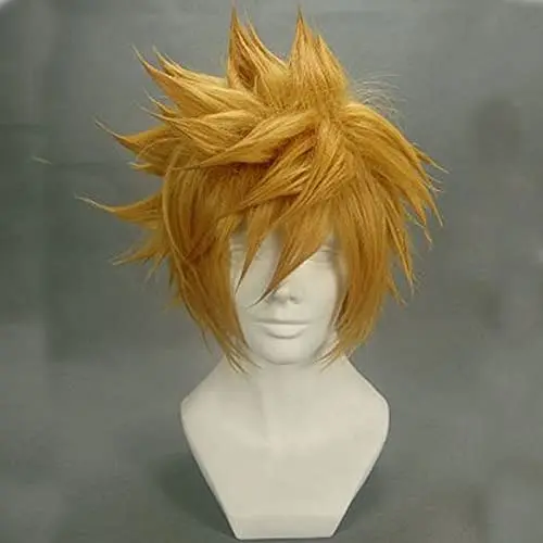 

Kingdom Hearts Roxas Wig Short Straight Blonde Hair - Heat-resistant synthetic fiber wig requiring styling gel for shaping