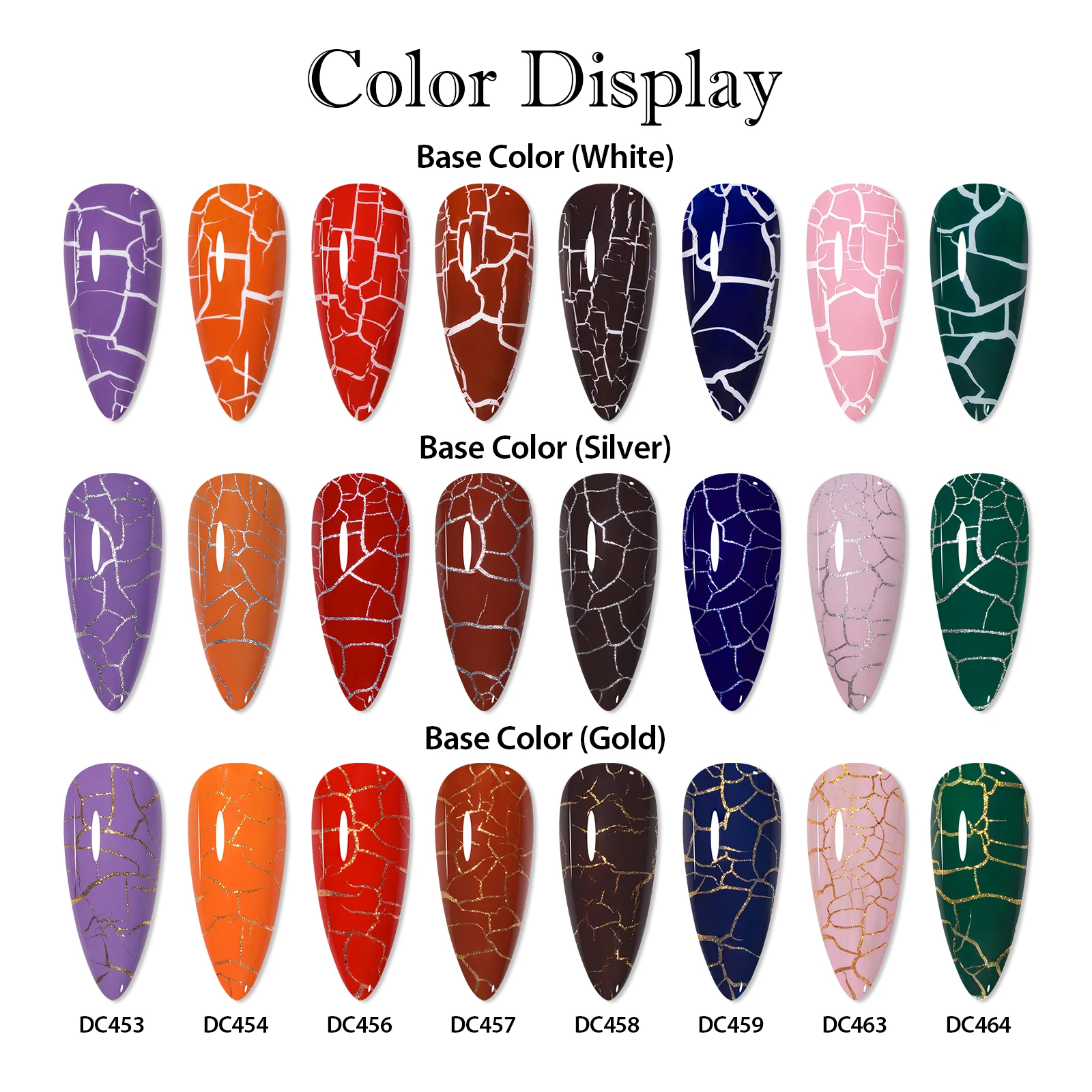 Description Picture 5 of item12PCS/SET Crackle Nail Polish Gel Set Cracking Nail Lacquer Quick Dry Gel Hybrid With Base Top Coat  Manicure Art Varnish Kit
