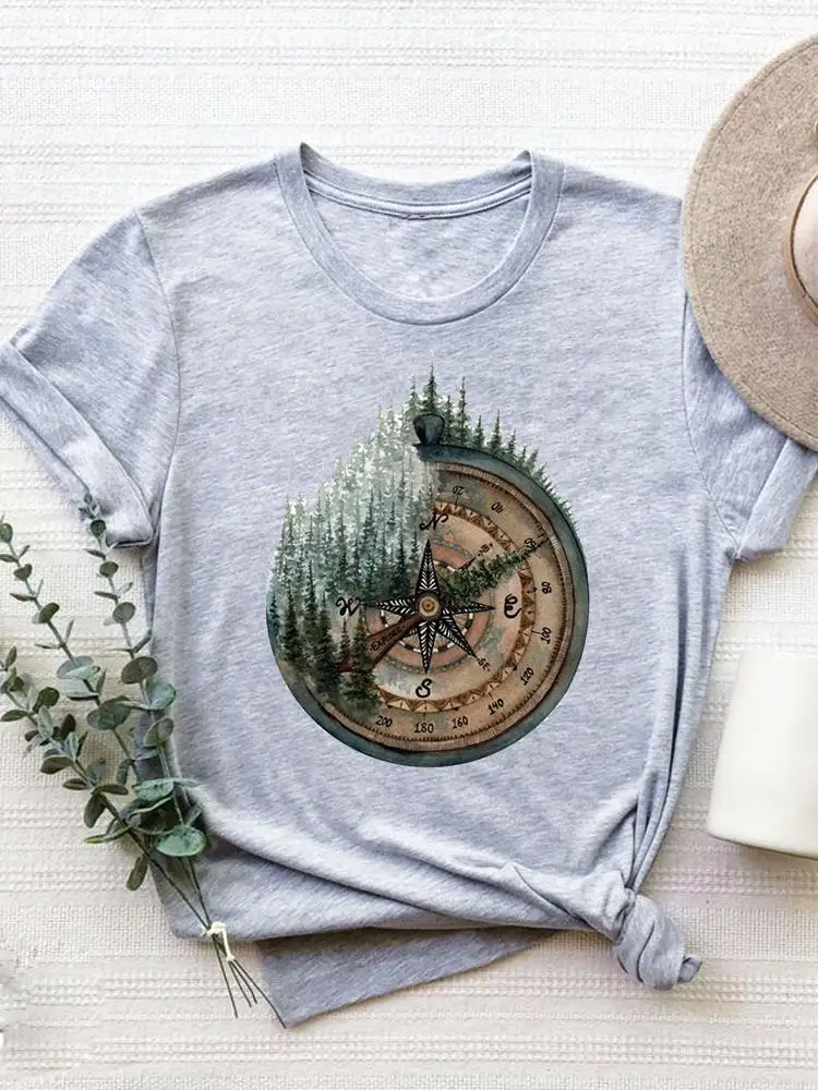 Fashion Women Short Sleeve Clothing Graphic T-shirt Trend Wild Forest Trend Clothes Casual Basic Tee Top Print T Shirt