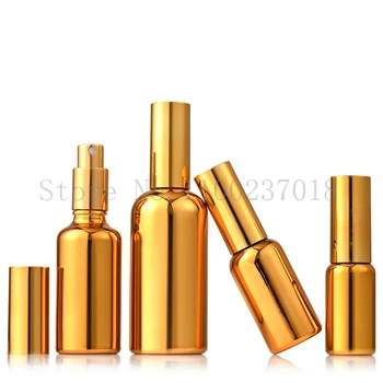 5ml-100ml gold plated cosmetic spray bottle glass essential oil bottle lotion makeup refillable bottles
