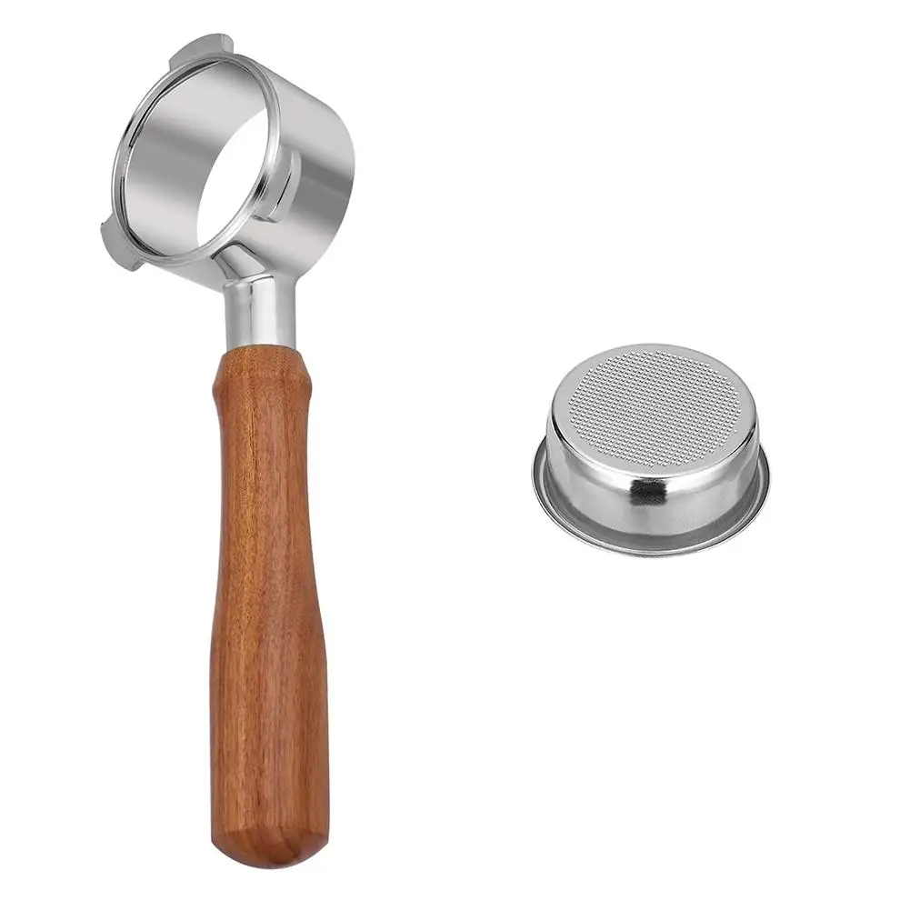 Portafiltro para Cafetera, Mango de 220 mm de Longitud, Compatible con EC680/EC685/EC785, Espresso sin Fondo, Mango de Tres Orejas de Alta Calidad