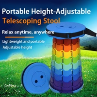 Portable Adjustable Camp Chair - Lightweight Folding Stool with Height Adjustment for Camping, Fishing, and Outdoor Events
