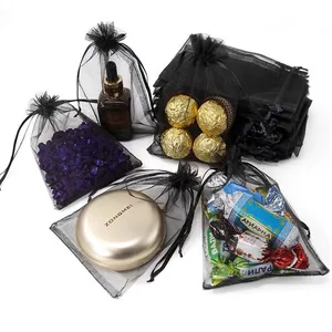 20 pcs mesh bags with cord packaging sweet cosmetic jewelry wedding pocket pocket Multicolored gift draw by Drawable Organza Bolsa 10 Main Sales Packaging Christmas - №3