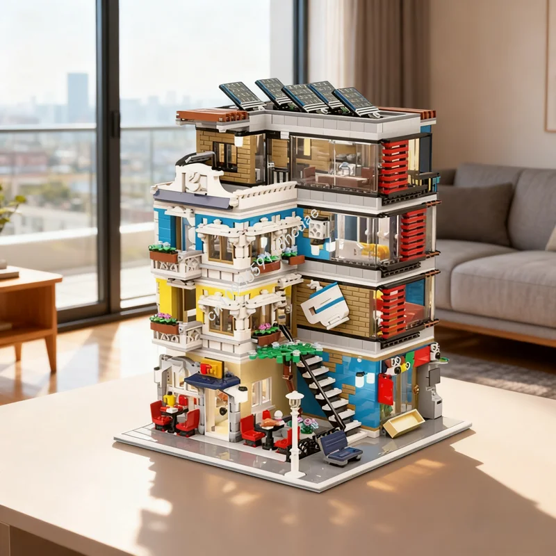 

3446pcs MOC Modular Angular Building corner Caf Pets Model blocks Construction Christmas gifts DIY creative toys idea Brick