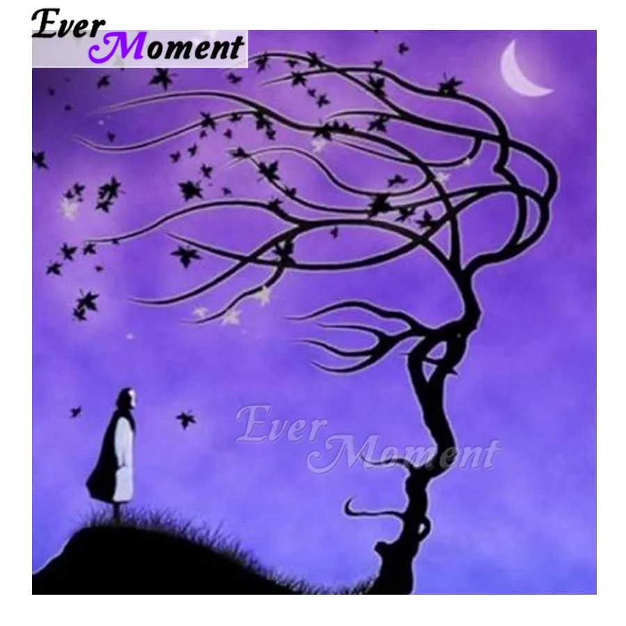 

Ever Moment Side Face Tree Moon Picture Of Rhinestone 5D DIY Decoration Embroidery Full Square Round ASF1985