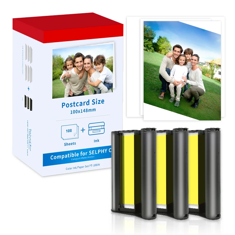 

Selphy Photo Paper KP-108 Ink Case KP108 For Canon Selphy Compatible CP1500 CP1300 CP1200 CP910 CP900 Photo Printer 6 Inch