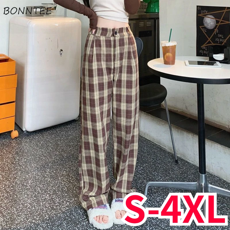 

Pants Women Plaid Creativity Special Charming Delicate Basics Korean Style Sweet Age-reducing Ladies All-match Simple Daily New