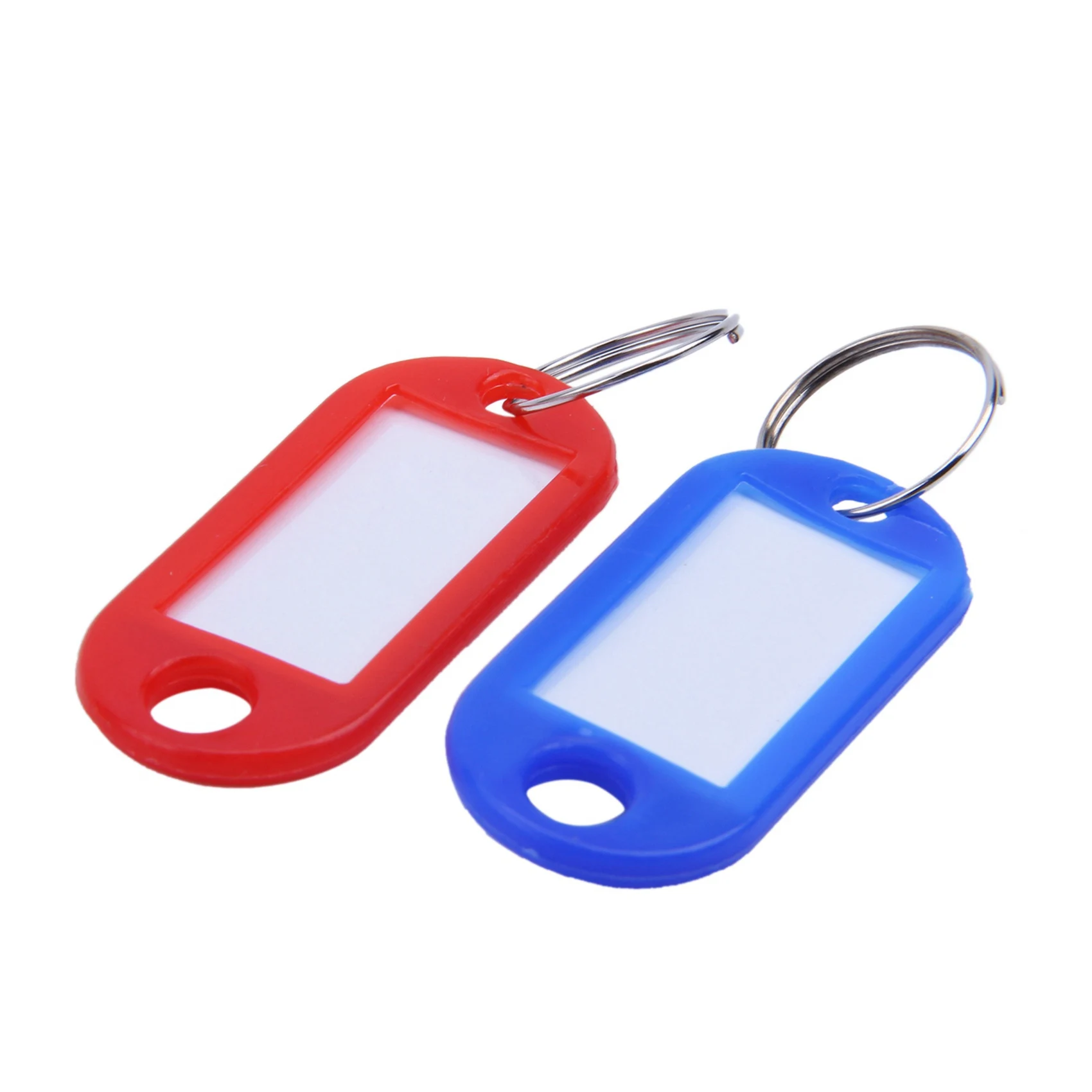 

NEW-96X Multi-Colors Plastic Key Fob ID Tags Luggage ID Labels With Split Ring Keyring