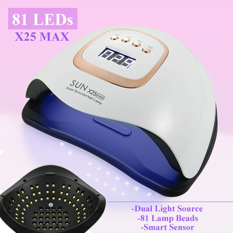 SUN X25MAX آلة مجفف الأظافر 81 المصابيح UV LED مصباح للأظافر هلام البولندية علاج مصباح مانيكير مع السيارات الذكية الاستشعار أضواء الأظافر