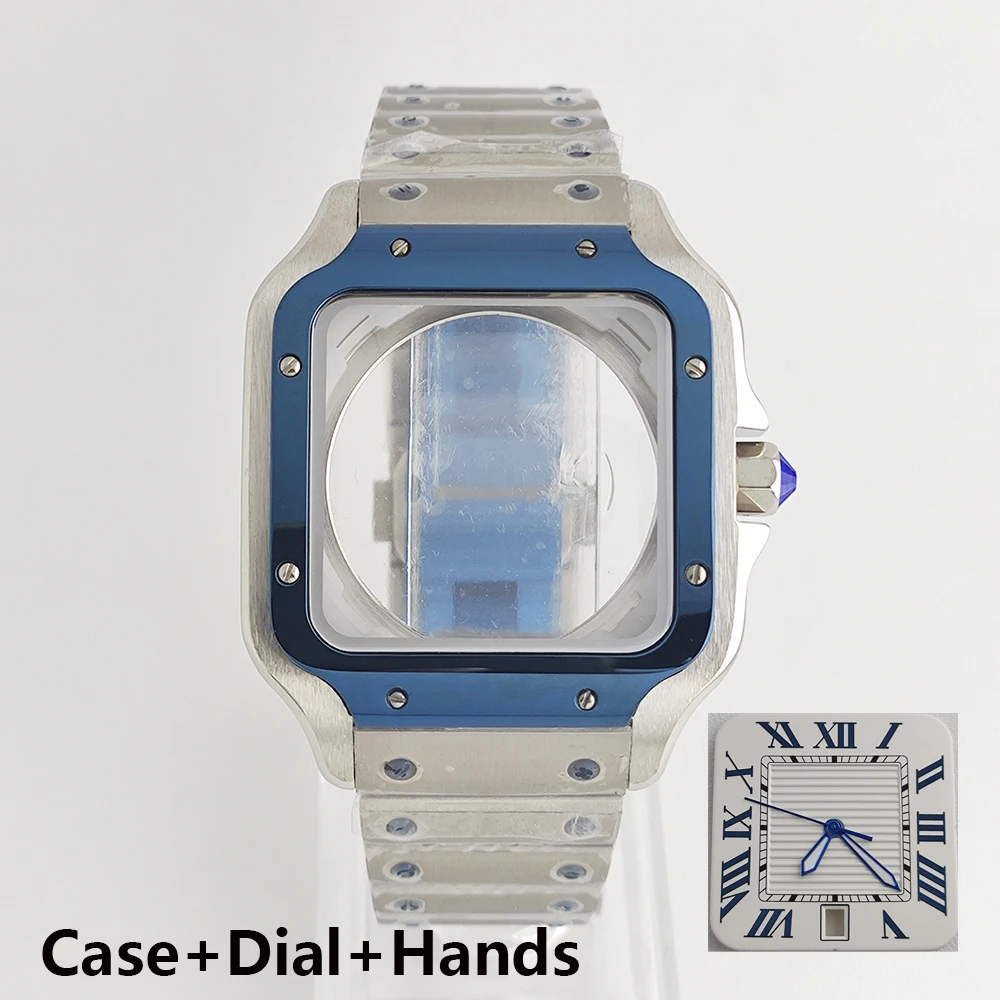 Nh35 dial quadrado dial roma dial caixa de relógio fivela dobrável caso quadrado caber nh35 nh36 movimento acessórios relógio