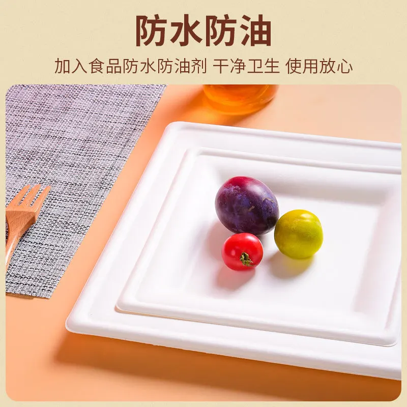 Customized. Paper Pulp Plate Square Degradable Thickened Paper Plate Disposable Tableware Painting Handmade Picnic Barbecue 6 8