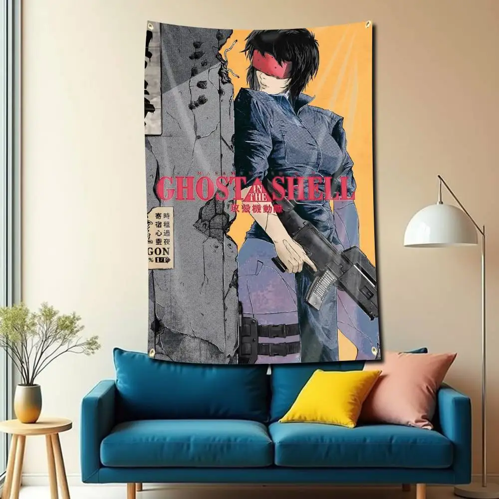 The Major GitS Motoko Kusanagi Flag Tapestry Banner for Bedroom Living Room Outdoor Camping Custom Supported