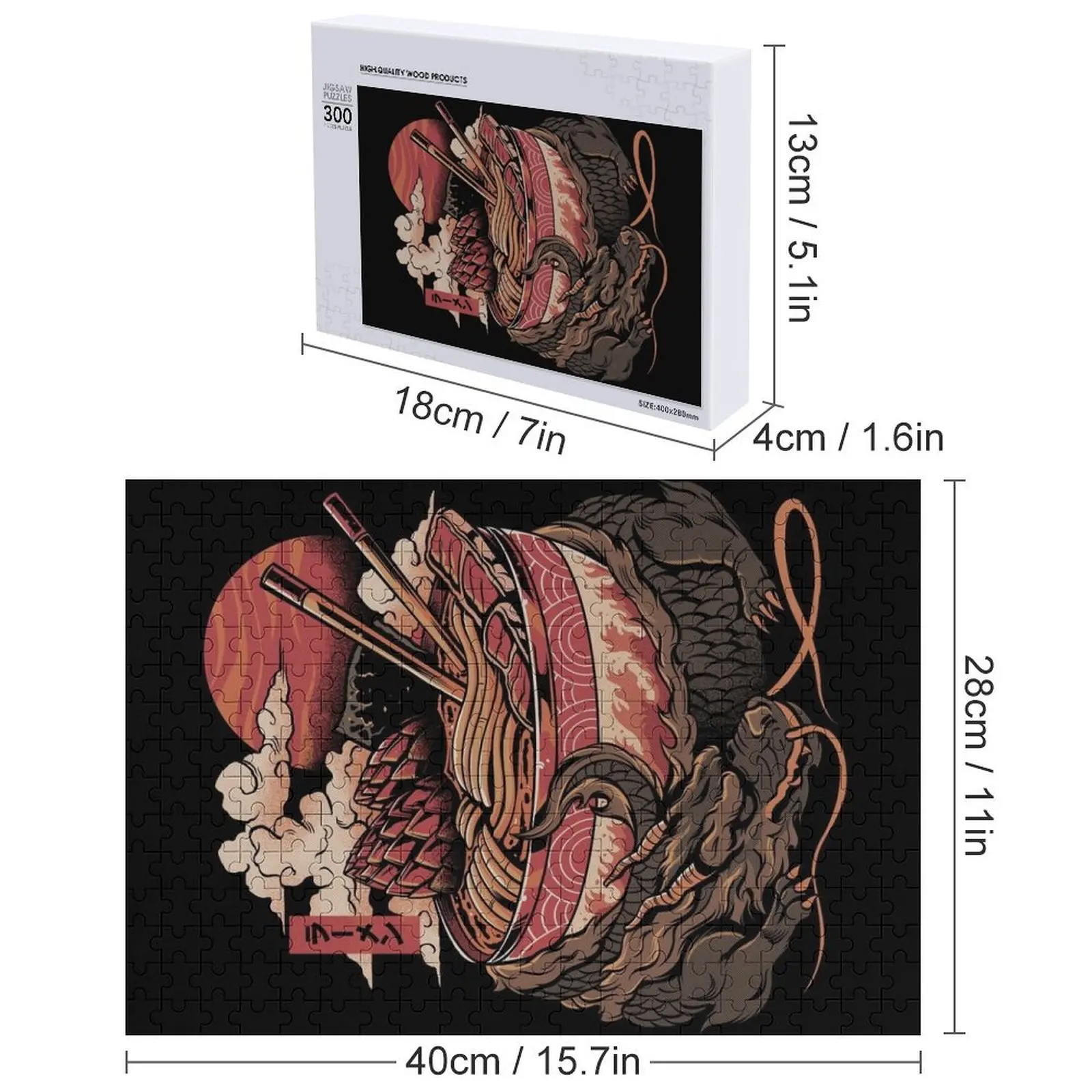 Dragon's Ramen Jigsaw Puzzle Animali in legno Alfândega con foto Pezzi di puzzle Gioco per adulti Puzzle per bambini