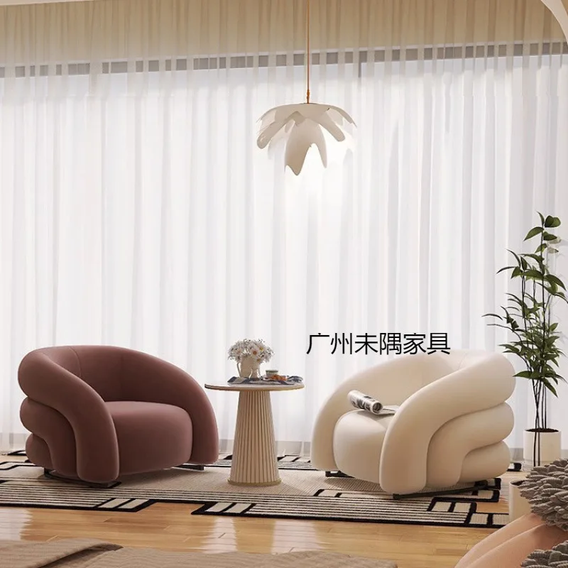 Cream wind single sofa chair lazy single chair sofa small apartment balcony leisure chair
