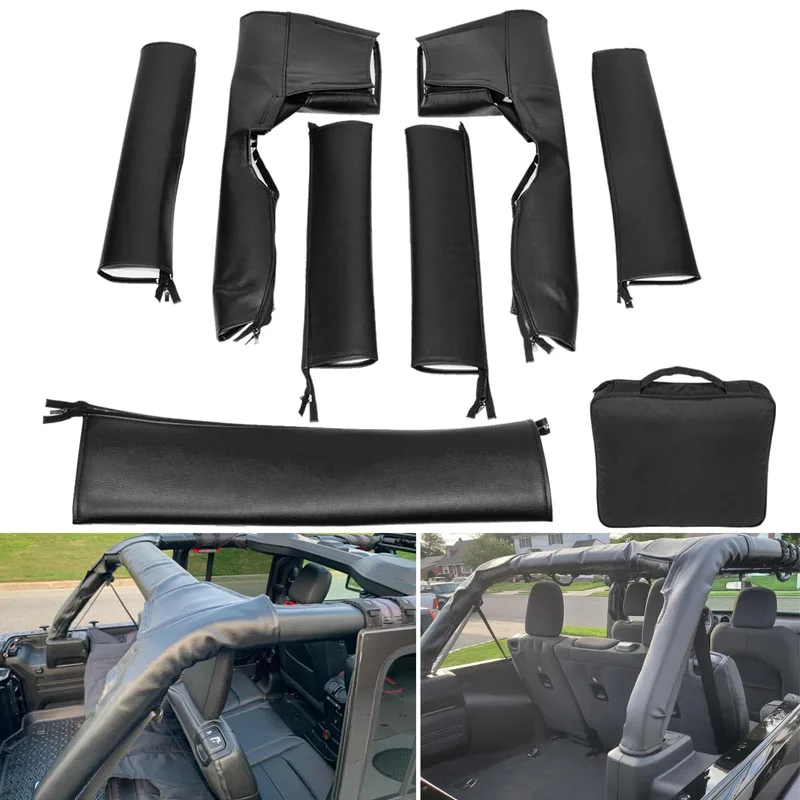 

Roll Bar Cover Padding Compatible with Jeep Wrangler JL Unlimited 2018-2024 JLU Sahara Rubicon 4-Door with Grab Bag ,Black